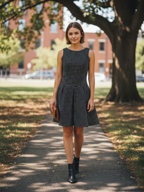 Milly Minis Black and White Sleeveless Fit-and-Flare Dress